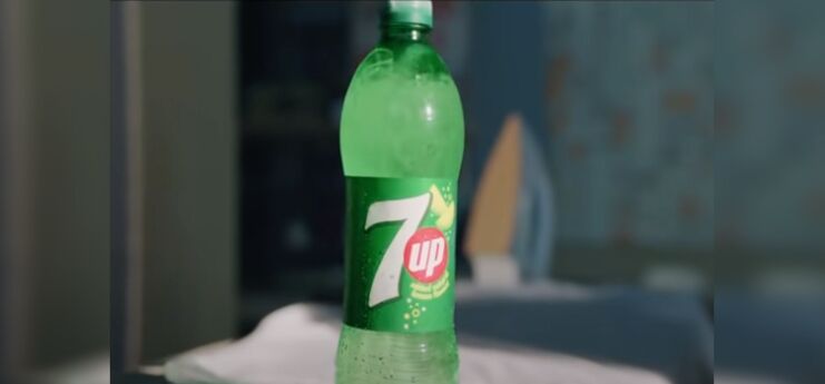 Bottle of 7up lemon lime flavored soft drink