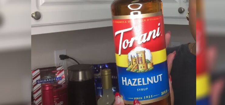 Bottle of Torani Hazelnut Syrup