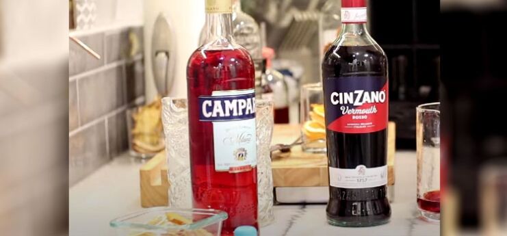 Bottles of Campari and Sweet Vermouth